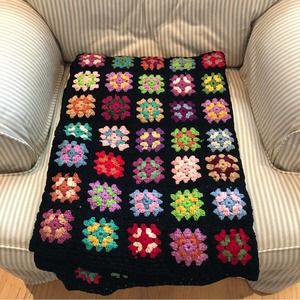 Vintage Crochet granny square Grannycore Blanket